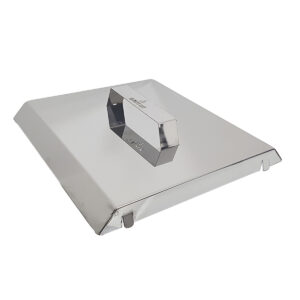 Tapa universal de acero inoxidable para plancha bifera con manija