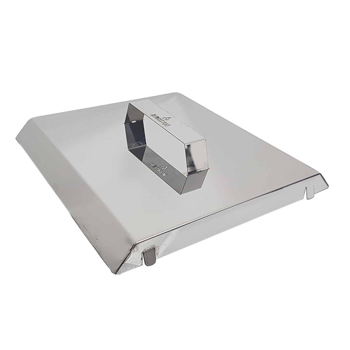 Tapa universal de acero inoxidable para plancha bifera con manija