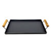 Plancha bifera premium para 2 hornallas con manijas de madera
