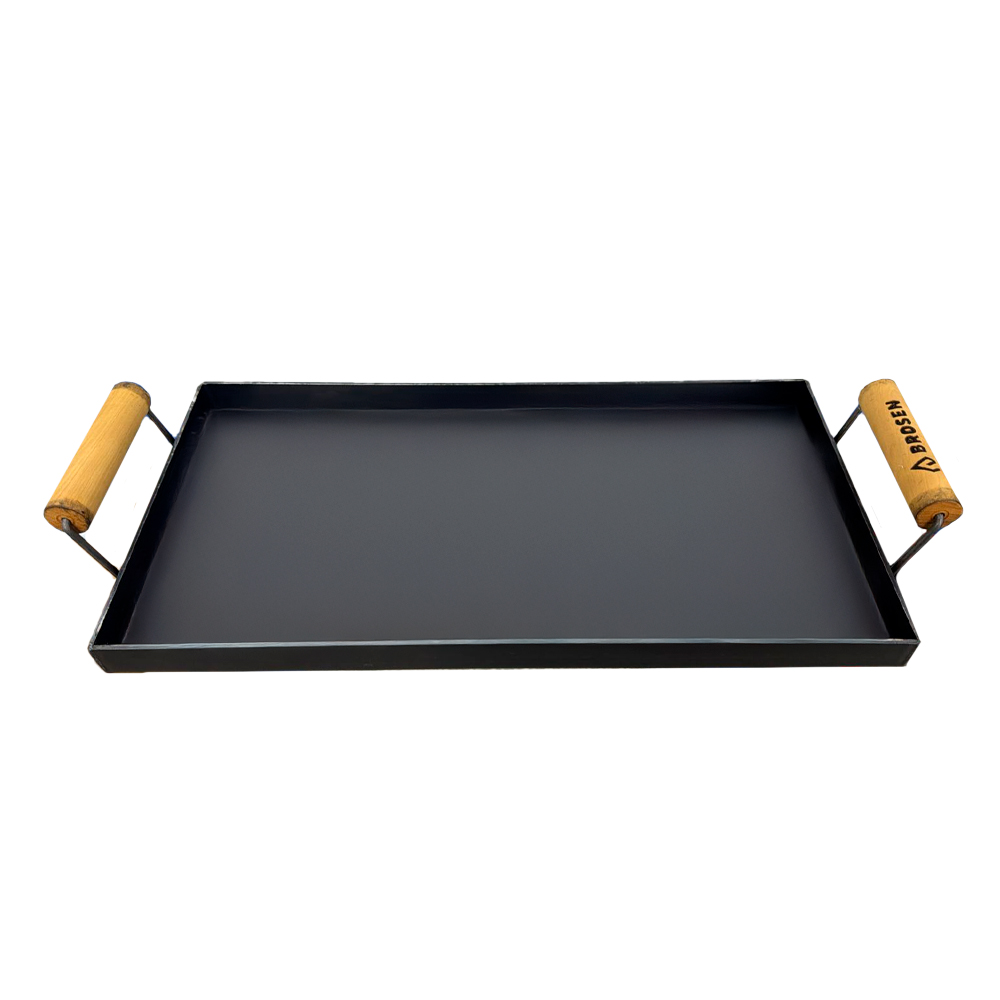 Plancha bifera premium para 2 hornallas con manijas de madera